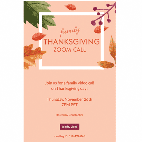 Thanksgiving Family Zoom Call Invite